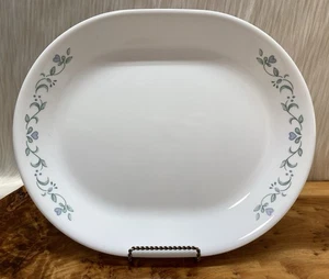 Corelle Country Cottage Platter Blue Hearts & Vines Oval Serving Dish 10 x 12.25 - Picture 1 of 9