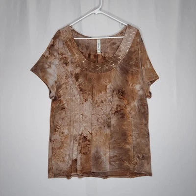 Top LA Blues Y2K De Colección Mujer 26/28 Marrón Lentejuelas Manga Corta Bosque Hada Grunge Foto 1 de 4