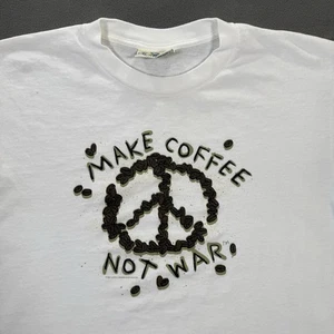 Vintage Shirt Gr. Medium weiß Make Coffee Not War Peace Logo Einzelnaht 90er - Bild 1 von 14