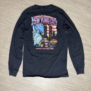 Vintage Harley Davidson Long Sleeve Shirt Twin Towers NYC New York City Mens M - Picture 1 of 6