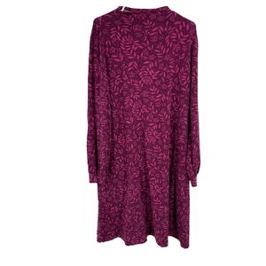Gudrun Sjorden Women XL Floral Dress Mock Neck Pink Long Sleeve Knee Length - Picture 1 of 10