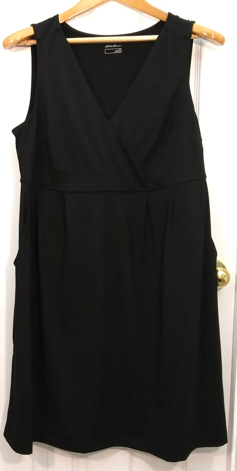 Eddie Bauer Dress Womens 1X Black Sporty Cross Over Bodice Pockets Stretch - Image 1 of 4