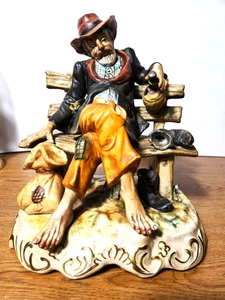 Vintage CAPODIMONTE Hand Painted Porcelain Figurine Hobo Italian Signed 1950s - Picture 1 of 12