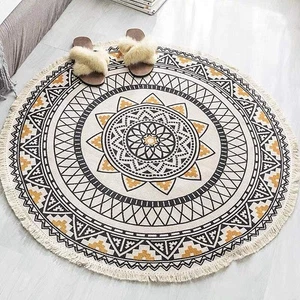 Round Cotton Rug Woven Tassel Throw Rug Washable Area Rug for Living Room Bed... - Bild 1 von 8