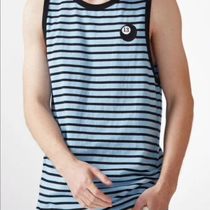 NEW Pacsun Pool Ball # 13 Mens Size S Blue Striped Sleeveless Tank Top shirt - Picture 1 of 7