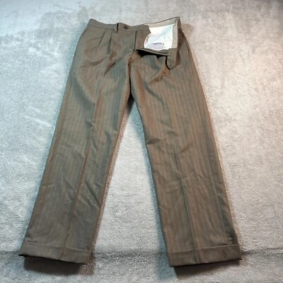 Pantalones de vestir Lauren Ralph Lauren para hombre 32 marrón con puños 100 % lana vintage carrera Foto 1 de 4