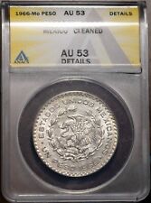 1966 1 Silver Mexican Peso AU 53 Details New ANACS # 7490232 + Bonus