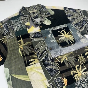 Camicia Tommy Bahama patchwork 100% seta uomo media con bottoni manica corta - Foto 1 di 7