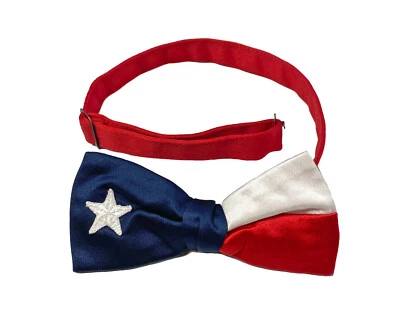 Men's Red White & Blue Texas Star Satin Bow Tie Pre-Tied & Adjustable - Image 1 of 2