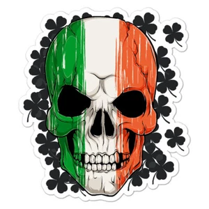 Trébol de calavera bandera irlandesa, pegatina calcomanía de vinilo, interior exterior, 3 tamaños, #9036 - Imagen 1 de 1