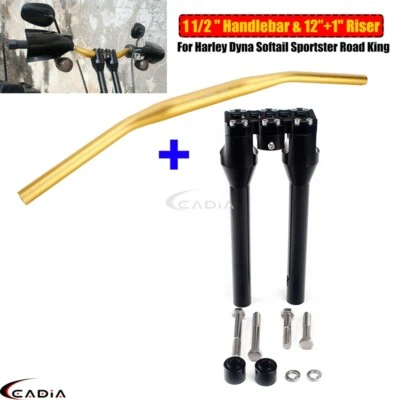 1-1/2" Clamping Bar Handlebar Risers 12" Tall For Harley Sportster Dyna Softail - Image 1 of 4