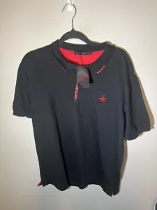 New Beverly Hills Polo Club Polo Shirt Men XL Logo Black Short Sleeve Zipper - Picture 1 of 9