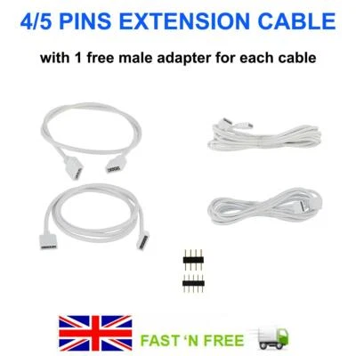 4/5 PIN LED STRIP EXTENSION CABLE WIRE CONNECTOR ADAPTER RGB RGBW 5050 3528 2835 - Image 1 of 4