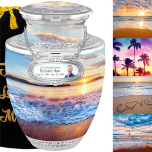 Médaillon personnalisé gratuit - Urnes de crémation au coucher du soleil hawaïennes pour cendres adultes - Photo 1 sur 10