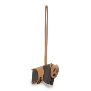 Fossil Black & Brown Leather Panda Bag Charm, Keychain, NWT! - Picture 1 of 1