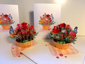 ORIGAMI POP CARDS Australian Native Flower Basket Butterfly Happy Birthday Love - Picture 1 of 11