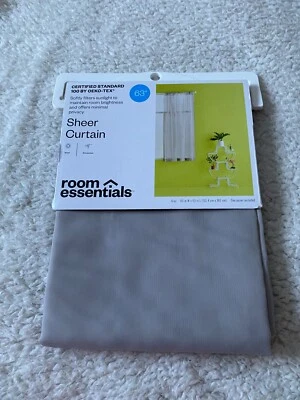 Room Essentials Certified Standard 100 Gray 60" x 63" Sheer Curtain - Image 1 of 4