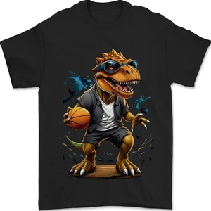 Camiseta de baloncesto T-Rex dinosaurio para hombre 100 % algodón - Imagen 1 de 2