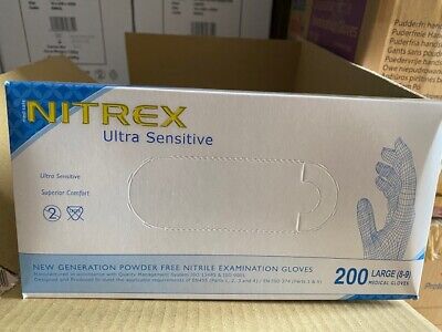Nitrex - Nitrile Disposable Examination Gloves - Large - Blue - (200 In A Box) • 12£
