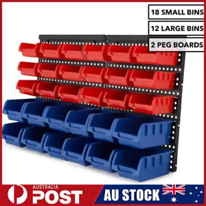 30 Wall Mounted Storage Bins Tool Organiser Garage Holder Parts Nuts Bolts Box - Picture 1 of 9
