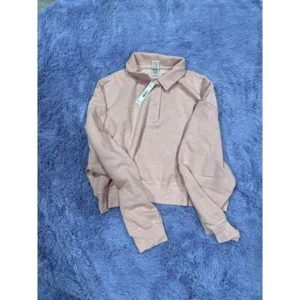Women's Large Pink Ivy Fleece Polo Sweatshirt Color Wanna Be Pink - Picture 1 of 3