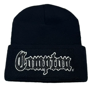 Long Cuffed Compton Beanie Old English Outlined Text Embroidered Hip Hop Easy E - Bild 1 von 7