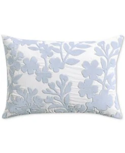Charter Club Damask Designs Velvet Applique Blue Floral Decorative Pillow - Picture 1 of 7