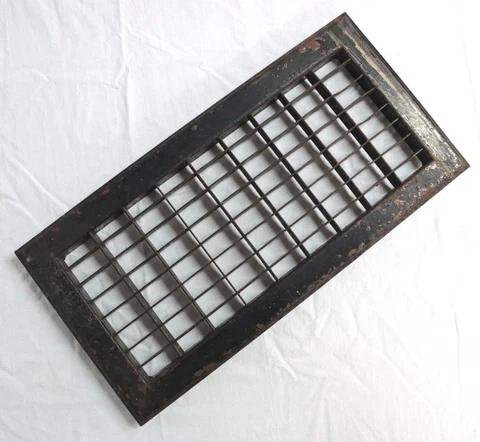 Antique Metal Cold Air Return Cover Vent Grate Wall Floor Steel 16" x 8" Black Cover