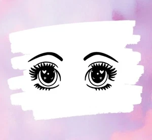 Sexy Eyes And Brows Heart Moon And Stars Decal Sticker In Black - Picture 1 of 2