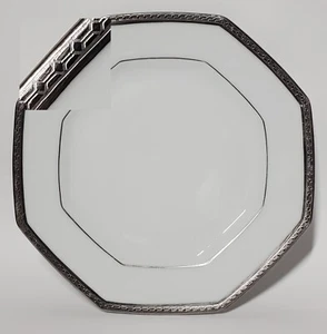 Vintage Ceralene A. Raynaud Limoges weiß achteckig Mittagessen Teller Platinrand - Bild 1 von 9
