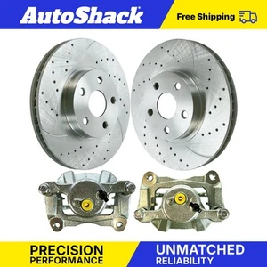 Front Coated Disc Brake Rotors with Calipers for Toyota Corolla Matrix - Picture 1 of 7