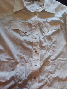 DOUBLE D RANCH WESTERN SHIRT XL COWBOY STUDS WHITE New w/tag Reg price $150 - Picture 1 of 5