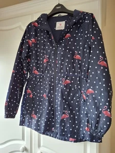 Packable Navy Flamingo Pattern Raincoat Size 14-15 Years/166 Cms - Picture 1 of 3