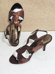 Neu Papell Damengröße 5,5, 6 KUPFER Sling-Sandale mit Ledersohle Pumps Absatzschuh - Bild 1 von 7