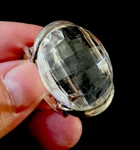 (D&L) Anillo fino de piedra de cristal de roca de plata esterlina TGGC, S 1/2, 925, 8,2 g - Imagen 1 de 6