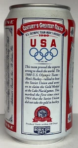 Budweiser 1990 USA Olympiade Herren Hockey 12 oz. Aluminium Bierdose - Bild 1 von 6