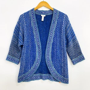 Chico's Damen Strickjacke Größe 0 US Small 4 blau vorne offen Strickpullover  - Bild 1 von 8