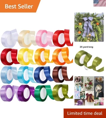 400 Yards of Luxurious Satin Ribbon in 16 Beautiful Colors - Perfect for Gifts - Image 1 of 4