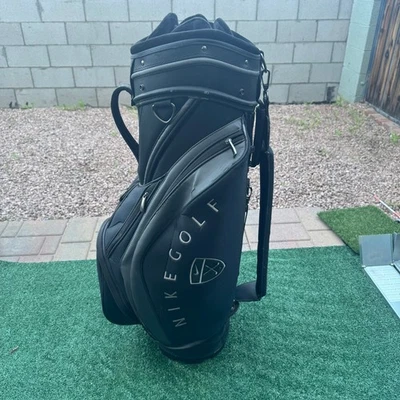 Bolsa de carrito de golf Nike de nailon negra 8 divisores múltiples bolsillos correa para el hombro Foto 1 de 4