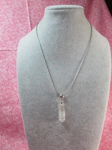 Quarz Spitze Edelstein Anhänger - sechsseitiges Sechseck - 17,5" versilbert Chn/Y - Bild 1 von 10