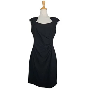 Calvin Klein Black Sleeveless Stretch Sheath Dress Women's Size 14 Preppy Casual - Picture 1 of 11
