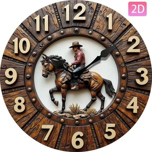 CLOCK JAYCEE HORSE & WESTERN HOME DECOR GIFTS COWBOY WALL CLOCK 2D - Picture 1 of 1