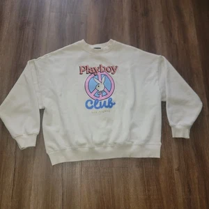 Playboy x PacSun Mens Sweater Medium White Los Angeles Club Crew Sweatshirt - Picture 1 of 9