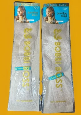 (2 PACK) BOBBI BOSS TRENZADO CABELLO 100% KANEKALON JUMBO TRENZA Blanco NUEVO Foto 1 de 2