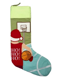 Basketball Sewn Quilted Christmas Stocking Vintage 22" Hoop Net Rare - Picture 1 of 4