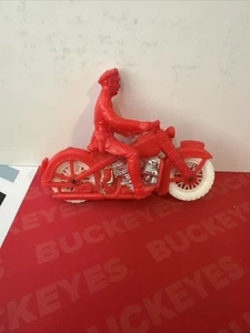 Vintage Auburn Plastic Red Police Motorcycle with Driver & White Wheels 6” - Picture 1 of 4