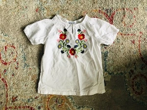 Girl’s Top T-shirt From Polarn O. Pyret PO.P Size 4-6 Years White 100% Cotton - Picture 1 of 8