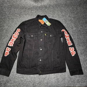 Levis Super Mario Bros Nintendo Herren Schwarz Denim Trucker Jeansjacke Large NEU - Bild 1 von 13
