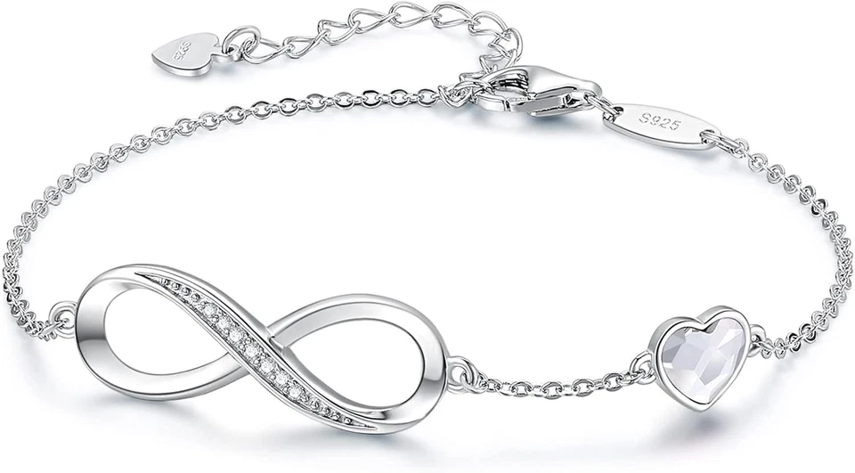 Bracciale Donna Argento 925 or Acciai Inossidabili Braccialetto Infinito Braccia - Immagine 1 di 4