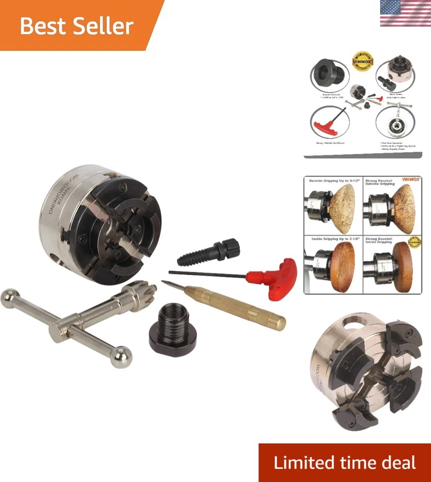 Sck43.75 Wood Lathe Key Chuck 33/4inch Wood Lathe Gear Chuck With 1"x8tpi Thread